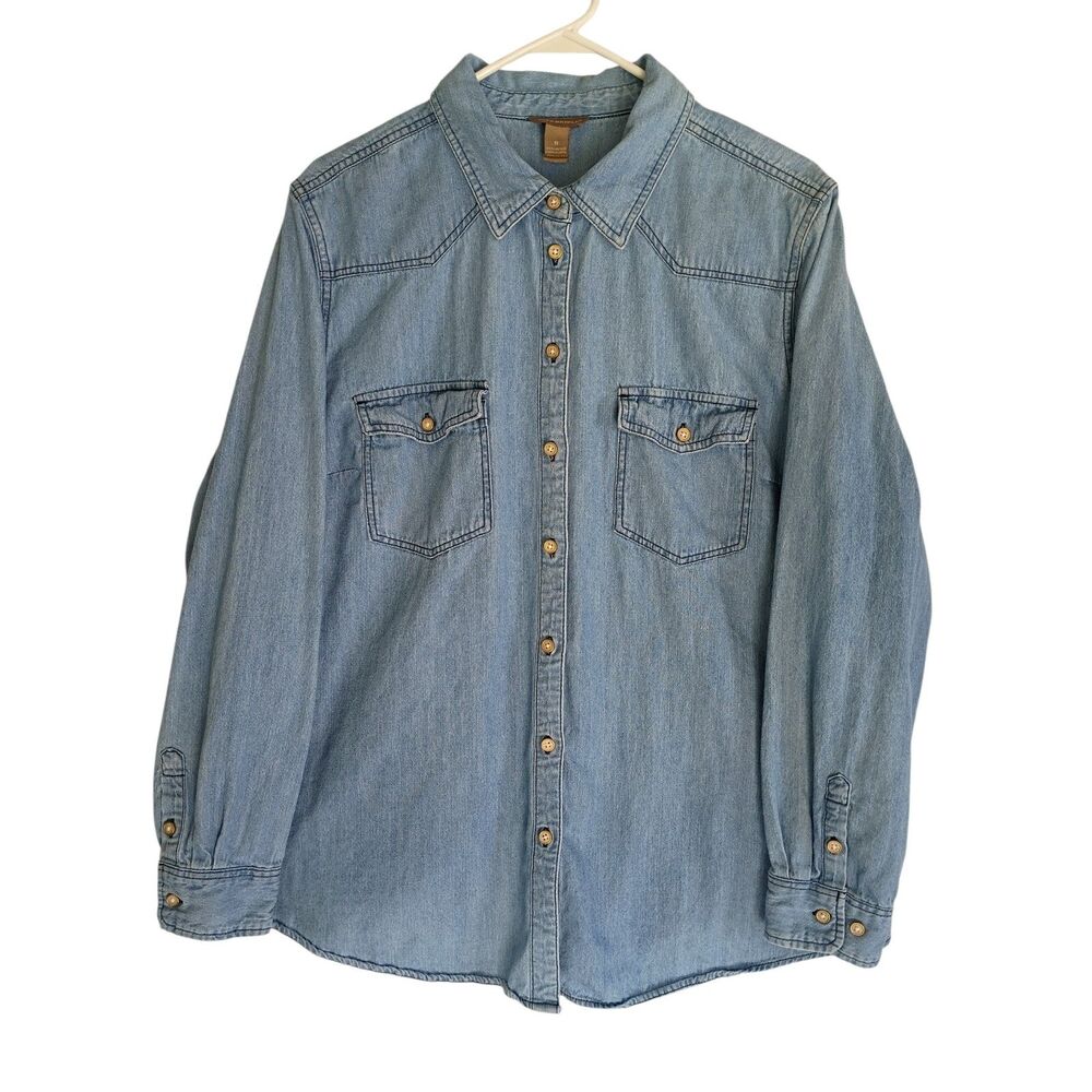Bit & Bridle Denim Shirt Men's Size 1X Western 100% Cotton Button Front